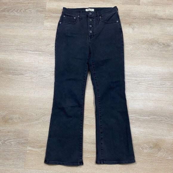 Madewell Cali Demi-Boot Jeans Size 28T Color Black Bellspring Wash - Picture 4 of 11